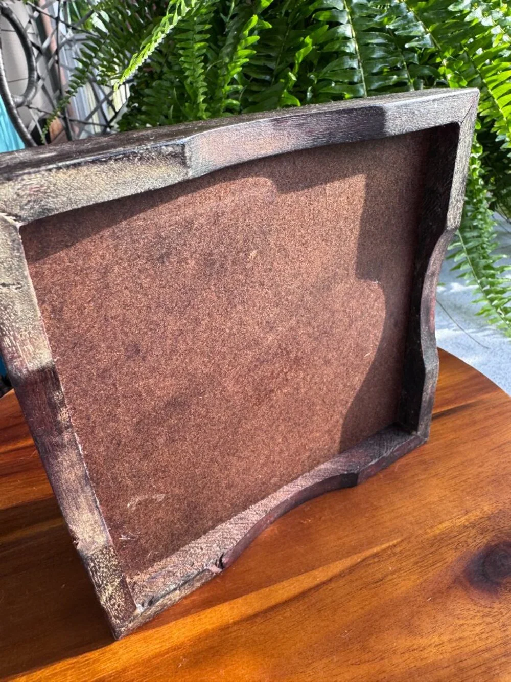 Vintage MCM Ceramic Tile Trivet Wood Frame Flower Power Hot Plate Made in Brazil